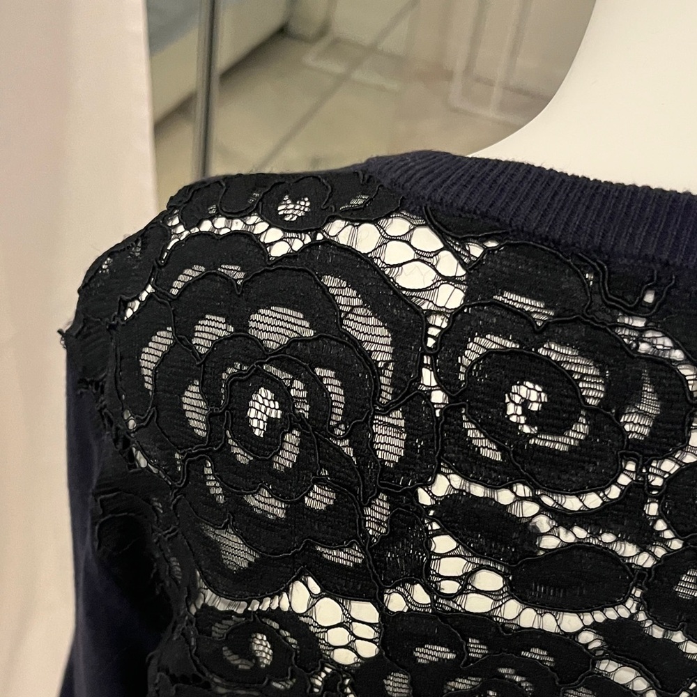 Karl Lagerfeld Black Lace Detail Cardigan - Picture 7 of 12